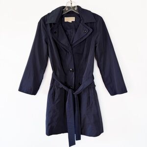 MICHAEL Michael Kors Lightweight Hooded Button Front Navy Spring Jacket XS